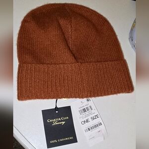 100% Cashmere rust colored beanie cap NWT